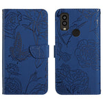 Custodia per cellulare in pelle goffrata con peonia a farfalla, For Sharp Aquos Wish SHG06, For Sharp Simple Sumaho 6, For Sharp Aquos V6 / V6 Plus, For Kyocera Android One S9