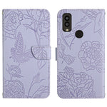 Custodia per cellulare in pelle goffrata con peonia a farfalla, For Sharp Aquos Wish SHG06, For Sharp Simple Sumaho 6, For Sharp Aquos V6 / V6 Plus, For Kyocera Android One S9