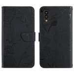 Custodia per cellulare in pelle goffrata con peonia a farfalla, For Sharp Aquos Wish SHG06, For Sharp Simple Sumaho 6, For Sharp Aquos V6 / V6 Plus, For Kyocera Android One S9