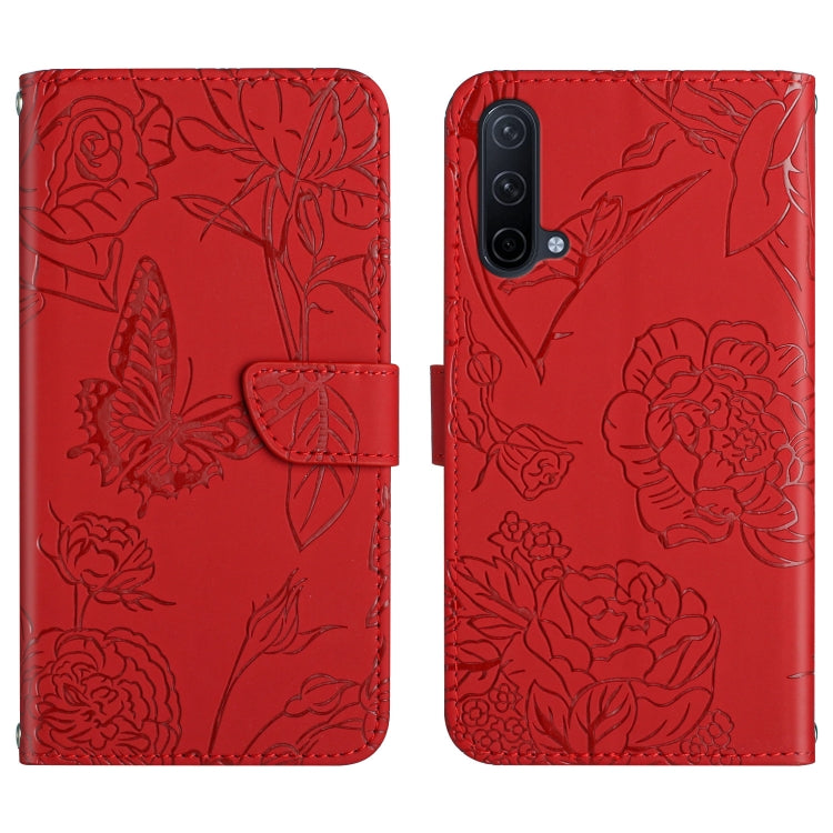 Custodia per cellulare in pelle goffrata con peonia a farfalla, For OnePlus 9R, For OnePlus Nord CE 5G, For OnePlus Nord N20 5G, For OnePlus Nord 2 5G