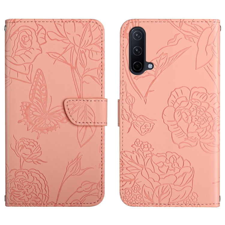 Custodia per cellulare in pelle goffrata con peonia a farfalla, For OnePlus 9R, For OnePlus Nord CE 5G, For OnePlus Nord N20 5G, For OnePlus Nord 2 5G