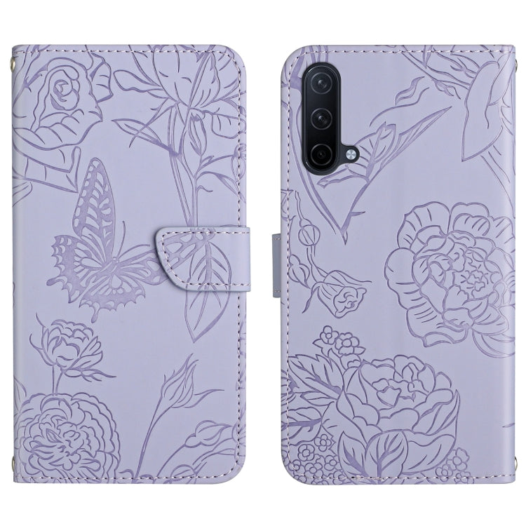 Custodia per cellulare in pelle goffrata con peonia a farfalla, For OnePlus 9R, For OnePlus Nord CE 5G, For OnePlus Nord N20 5G, For OnePlus Nord 2 5G