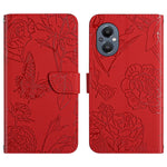 Custodia per cellulare in pelle goffrata con peonia a farfalla, For OnePlus 9R, For OnePlus Nord CE 5G, For OnePlus Nord N20 5G, For OnePlus Nord 2 5G