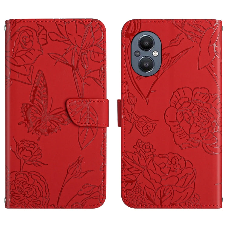 Custodia per cellulare in pelle goffrata con peonia a farfalla, For OnePlus 9R, For OnePlus Nord CE 5G, For OnePlus Nord N20 5G, For OnePlus Nord 2 5G