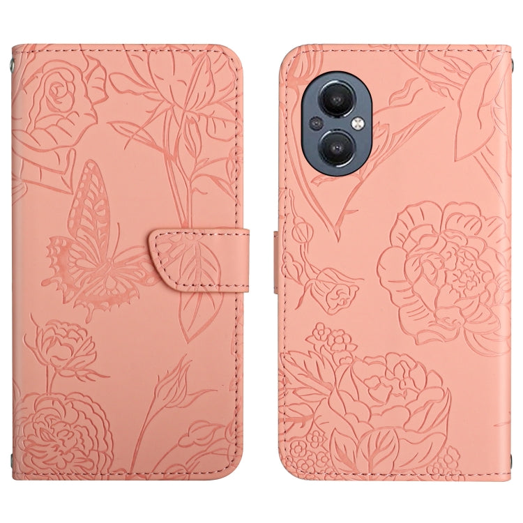 Custodia per cellulare in pelle goffrata con peonia a farfalla, For OnePlus 9R, For OnePlus Nord CE 5G, For OnePlus Nord N20 5G, For OnePlus Nord 2 5G