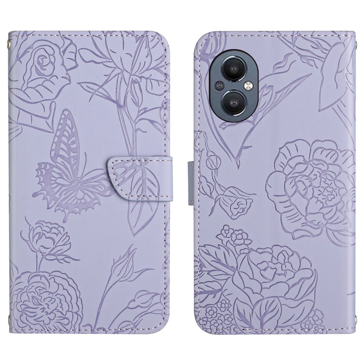 Custodia per cellulare in pelle goffrata con peonia a farfalla, For OnePlus 9R, For OnePlus Nord CE 5G, For OnePlus Nord N20 5G, For OnePlus Nord 2 5G