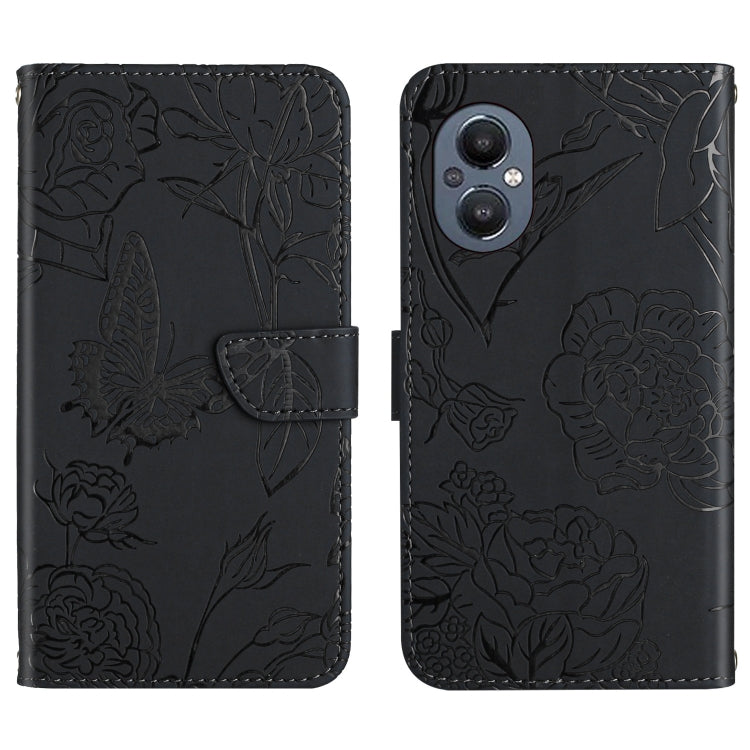 Custodia per cellulare in pelle goffrata con peonia a farfalla, For OnePlus 9R, For OnePlus Nord CE 5G, For OnePlus Nord N20 5G, For OnePlus Nord 2 5G