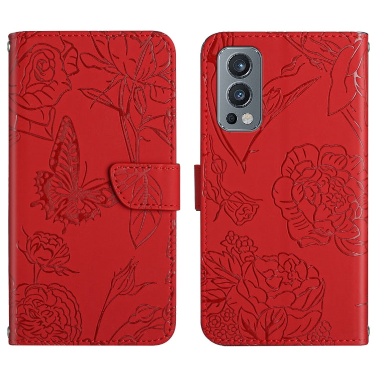 Custodia per cellulare in pelle goffrata con peonia a farfalla, For OnePlus 9R, For OnePlus Nord CE 5G, For OnePlus Nord N20 5G, For OnePlus Nord 2 5G