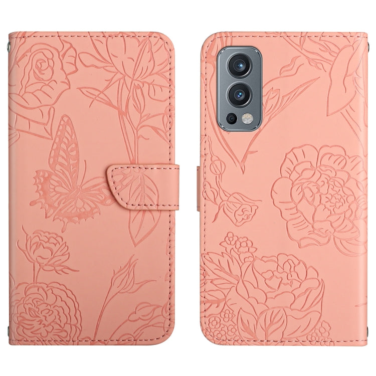 Custodia per cellulare in pelle goffrata con peonia a farfalla, For OnePlus 9R, For OnePlus Nord CE 5G, For OnePlus Nord N20 5G, For OnePlus Nord 2 5G
