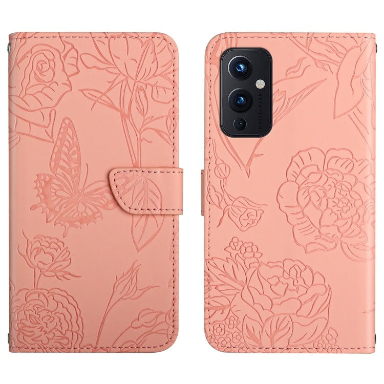 Custodia per cellulare in pelle goffrata con peonia a farfalla, For OnePlus 9, For OnePlus 9 Pro, For OnePlus 10 Pro