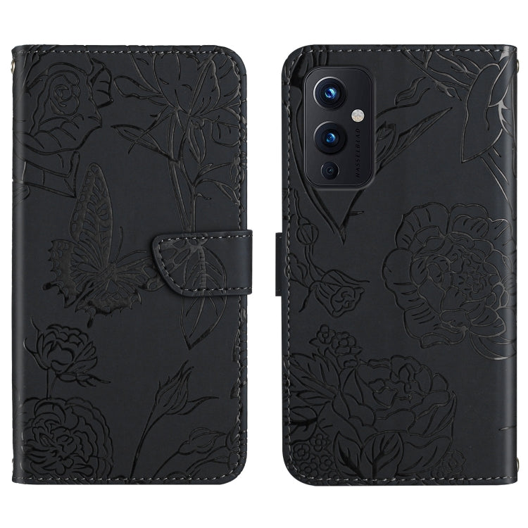 Custodia per cellulare in pelle goffrata con peonia a farfalla, For OnePlus 9, For OnePlus 9 Pro, For OnePlus 10 Pro