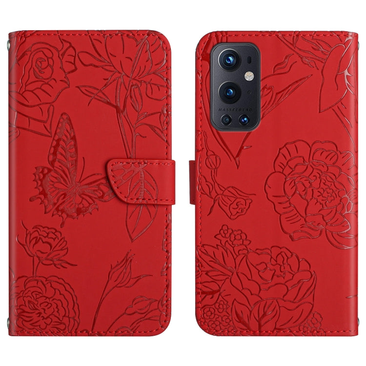 Custodia per cellulare in pelle goffrata con peonia a farfalla, For OnePlus 9, For OnePlus 9 Pro, For OnePlus 10 Pro
