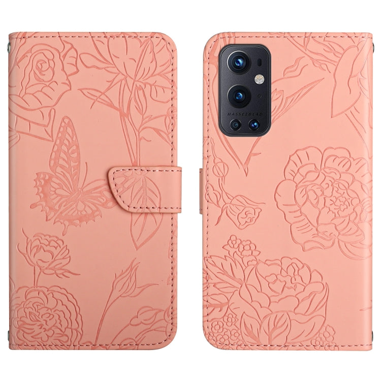 Custodia per cellulare in pelle goffrata con peonia a farfalla, For OnePlus 9, For OnePlus 9 Pro, For OnePlus 10 Pro