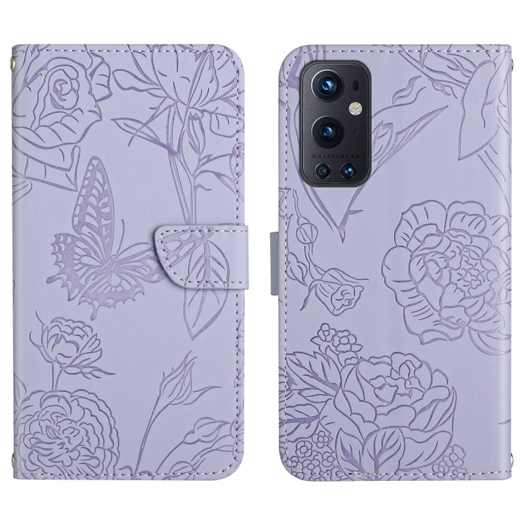 Custodia per cellulare in pelle goffrata con peonia a farfalla, For OnePlus 9, For OnePlus 9 Pro, For OnePlus 10 Pro