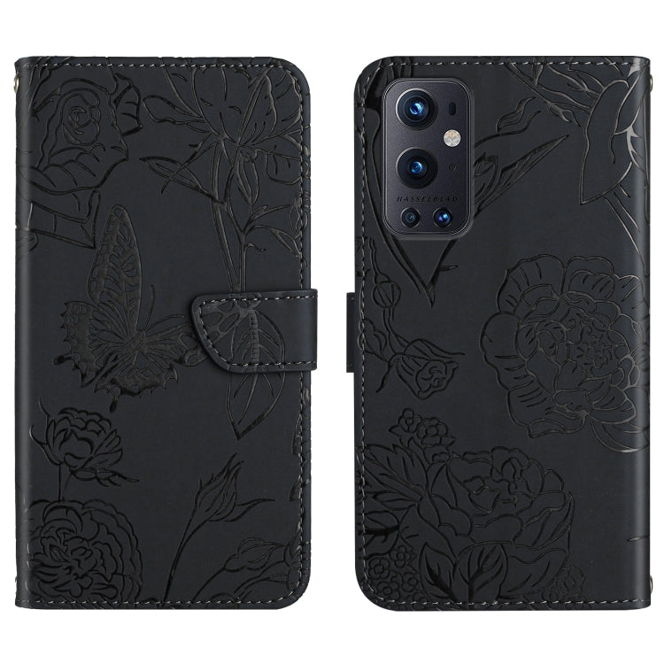 Custodia per cellulare in pelle goffrata con peonia a farfalla, For OnePlus 9, For OnePlus 9 Pro, For OnePlus 10 Pro