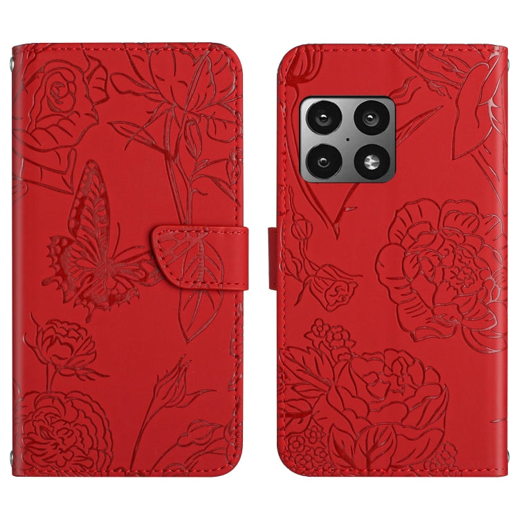 Custodia per cellulare in pelle goffrata con peonia a farfalla, For OnePlus 9, For OnePlus 9 Pro, For OnePlus 10 Pro