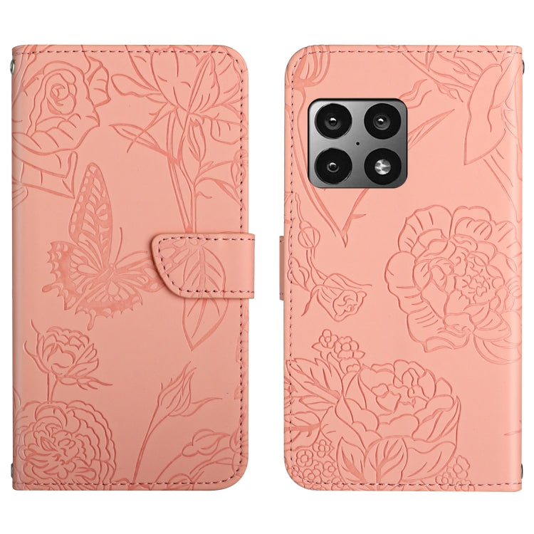 Custodia per cellulare in pelle goffrata con peonia a farfalla, For OnePlus 9, For OnePlus 9 Pro, For OnePlus 10 Pro