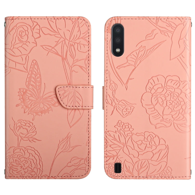 Custodia per cellulare in pelle goffrata con peonia a farfalla, For Samsung Galaxy A01, For Samsung Galaxy A02s, For Samsung Galaxy A02s EU Version, For Samsung Galaxy A03 164mm