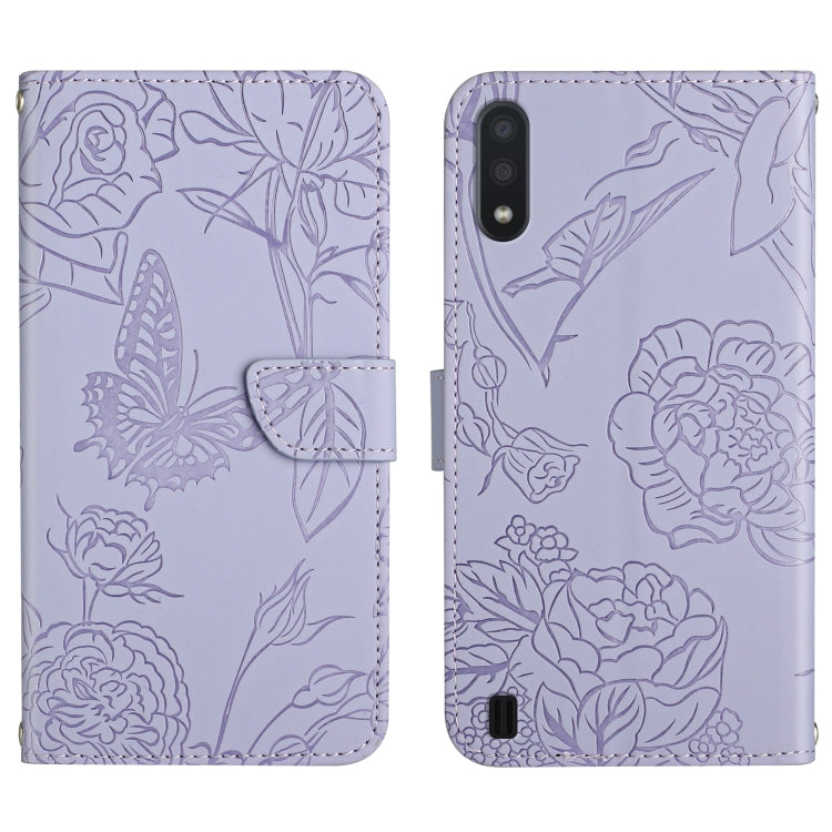 Custodia per cellulare in pelle goffrata con peonia a farfalla, For Samsung Galaxy A01, For Samsung Galaxy A02s, For Samsung Galaxy A02s EU Version, For Samsung Galaxy A03 164mm