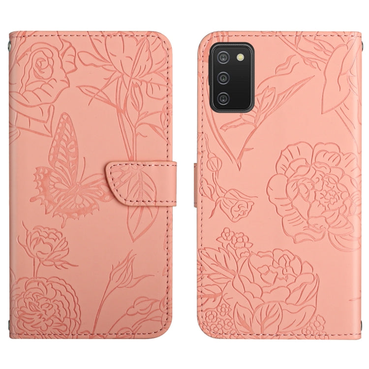 Custodia per cellulare in pelle goffrata con peonia a farfalla, For Samsung Galaxy A01, For Samsung Galaxy A02s, For Samsung Galaxy A02s EU Version, For Samsung Galaxy A03 164mm