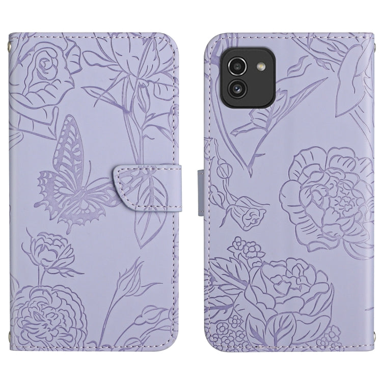 Custodia per cellulare in pelle goffrata con peonia a farfalla, For Samsung Galaxy A01, For Samsung Galaxy A02s, For Samsung Galaxy A02s EU Version, For Samsung Galaxy A03 164mm