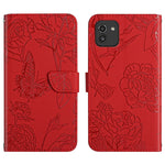 Custodia per cellulare in pelle goffrata con peonia a farfalla, For Samsung Galaxy A03 166mm, For Samsung Galaxy A03 Core, For Samsung Galaxy A03s 166mm, For Samsung Galaxy A03s 165.85mm