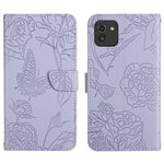 Custodia per cellulare in pelle goffrata con peonia a farfalla, For Samsung Galaxy A03 166mm, For Samsung Galaxy A03 Core, For Samsung Galaxy A03s 166mm, For Samsung Galaxy A03s 165.85mm