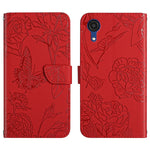 Custodia per cellulare in pelle goffrata con peonia a farfalla, For Samsung Galaxy A03 166mm, For Samsung Galaxy A03 Core, For Samsung Galaxy A03s 166mm, For Samsung Galaxy A03s 165.85mm