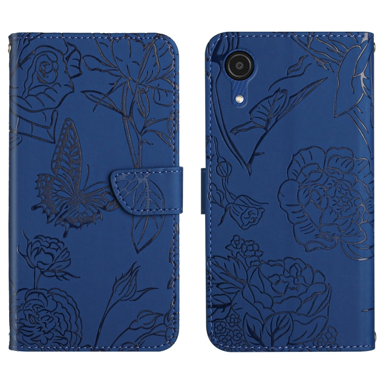Custodia per cellulare in pelle goffrata con peonia a farfalla, For Samsung Galaxy A03 166mm, For Samsung Galaxy A03 Core, For Samsung Galaxy A03s 166mm, For Samsung Galaxy A03s 165.85mm
