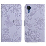 Custodia per cellulare in pelle goffrata con peonia a farfalla, For Samsung Galaxy A03 166mm, For Samsung Galaxy A03 Core, For Samsung Galaxy A03s 166mm, For Samsung Galaxy A03s 165.85mm