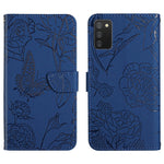 Custodia per cellulare in pelle goffrata con peonia a farfalla, For Samsung Galaxy A03 166mm, For Samsung Galaxy A03 Core, For Samsung Galaxy A03s 166mm, For Samsung Galaxy A03s 165.85mm