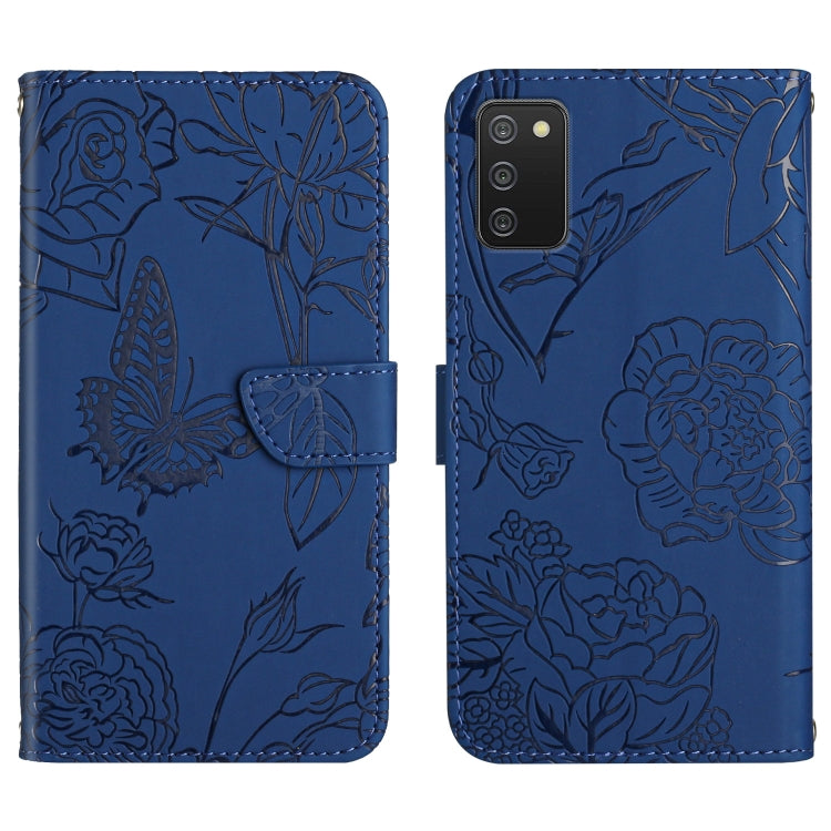 Custodia per cellulare in pelle goffrata con peonia a farfalla, For Samsung Galaxy A03 166mm, For Samsung Galaxy A03 Core, For Samsung Galaxy A03s 166mm, For Samsung Galaxy A03s 165.85mm