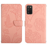 Custodia per cellulare in pelle goffrata con peonia a farfalla, For Samsung Galaxy A03 166mm, For Samsung Galaxy A03 Core, For Samsung Galaxy A03s 166mm, For Samsung Galaxy A03s 165.85mm