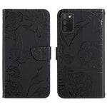 Custodia per cellulare in pelle goffrata con peonia a farfalla, For Samsung Galaxy A03 166mm, For Samsung Galaxy A03 Core, For Samsung Galaxy A03s 166mm, For Samsung Galaxy A03s 165.85mm