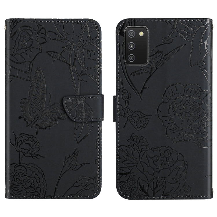 Custodia per cellulare in pelle goffrata con peonia a farfalla, For Samsung Galaxy A03 166mm, For Samsung Galaxy A03 Core, For Samsung Galaxy A03s 166mm, For Samsung Galaxy A03s 165.85mm