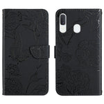 Custodia per cellulare in pelle goffrata con peonia a farfalla, For Samsung Galaxy A20 / A30, For Samsung Galaxy A20e, For Samsung Galaxy A20s, For Samsung Galaxy A21