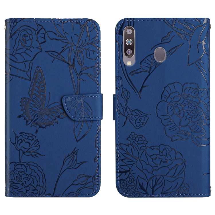 Custodia per cellulare in pelle goffrata con peonia a farfalla, For Samsung Galaxy A20 / A30, For Samsung Galaxy A20e, For Samsung Galaxy A20s, For Samsung Galaxy A21