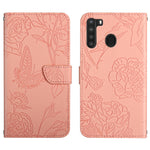 Custodia per cellulare in pelle goffrata con peonia a farfalla, For Samsung Galaxy A20 / A30, For Samsung Galaxy A20e, For Samsung Galaxy A20s, For Samsung Galaxy A21