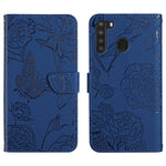 Custodia per cellulare in pelle goffrata con peonia a farfalla, For Samsung Galaxy A20 / A30, For Samsung Galaxy A20e, For Samsung Galaxy A20s, For Samsung Galaxy A21