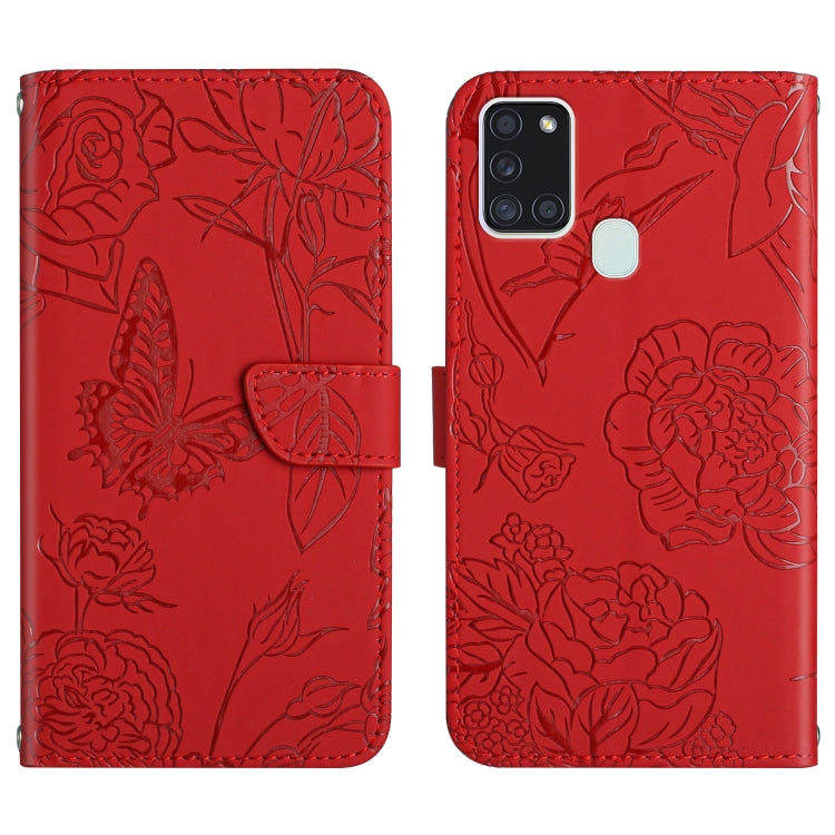 Custodia per cellulare in pelle goffrata con peonia a farfalla, For Samsung Galaxy A21s, For Samsung Galaxy A22 4G, For Samsung Galaxy A22 5G, For Samsung Galaxy A23 4G