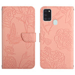 Custodia per cellulare in pelle goffrata con peonia a farfalla, For Samsung Galaxy A21s, For Samsung Galaxy A22 4G, For Samsung Galaxy A22 5G, For Samsung Galaxy A23 4G