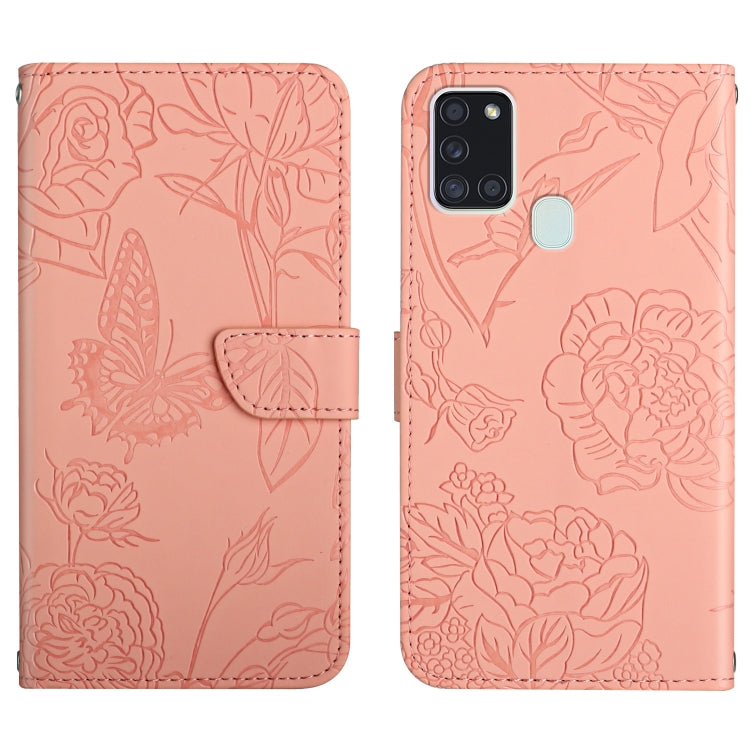 Custodia per cellulare in pelle goffrata con peonia a farfalla, For Samsung Galaxy A21s, For Samsung Galaxy A22 4G, For Samsung Galaxy A22 5G, For Samsung Galaxy A23 4G