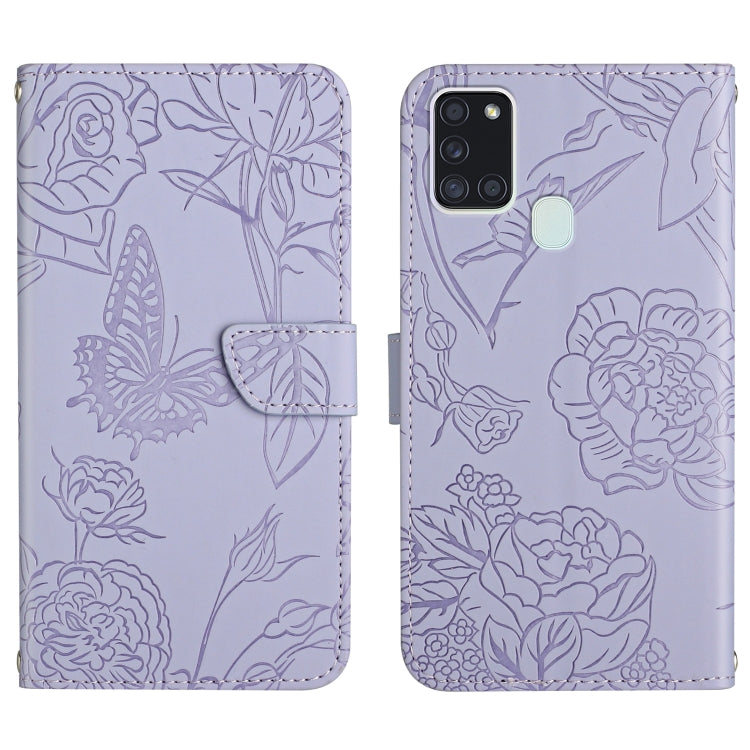 Custodia per cellulare in pelle goffrata con peonia a farfalla, For Samsung Galaxy A21s, For Samsung Galaxy A22 4G, For Samsung Galaxy A22 5G, For Samsung Galaxy A23 4G