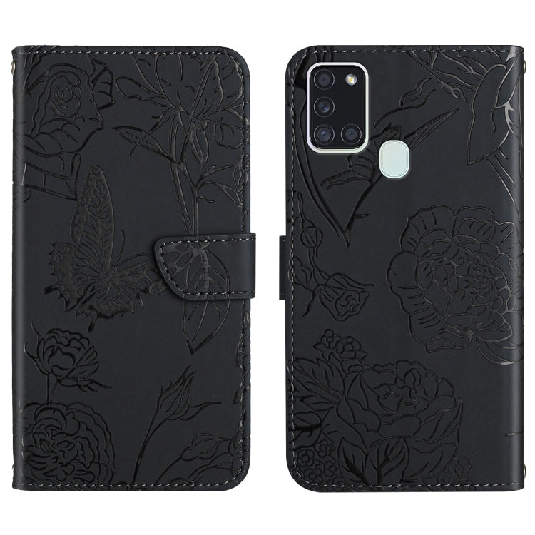 Custodia per cellulare in pelle goffrata con peonia a farfalla, For Samsung Galaxy A21s, For Samsung Galaxy A22 4G, For Samsung Galaxy A22 5G, For Samsung Galaxy A23 4G