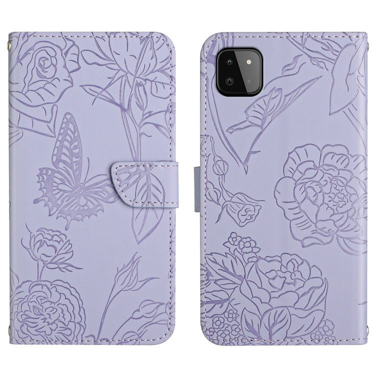 Custodia per cellulare in pelle goffrata con peonia a farfalla, For Samsung Galaxy A21s, For Samsung Galaxy A22 4G, For Samsung Galaxy A22 5G, For Samsung Galaxy A23 4G