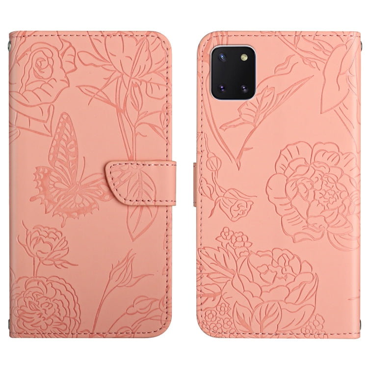 Custodia per cellulare in pelle goffrata con peonia a farfalla, For Samsung Galaxy A71, For Samsung Galaxy A71 5G, For Samsung Galaxy A73 5G, For Samsung Galaxy A81