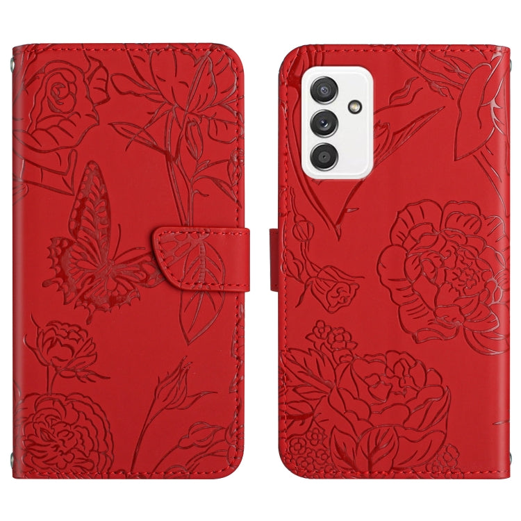 Custodia per cellulare in pelle goffrata con peonia a farfalla, For Samsung Galaxy A82, For Samsung Galaxy A91, For Samsung Galaxy F52 5G, For Samsung Galaxy F62 / M62