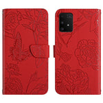 Custodia per cellulare in pelle goffrata con peonia a farfalla, For Samsung Galaxy A82, For Samsung Galaxy A91, For Samsung Galaxy F52 5G, For Samsung Galaxy F62 / M62