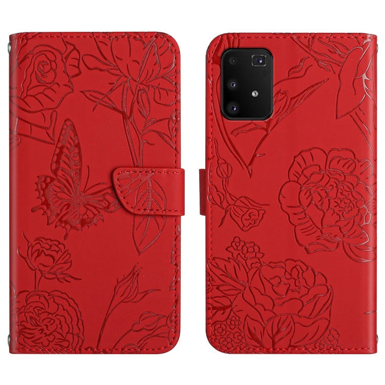 Custodia per cellulare in pelle goffrata con peonia a farfalla, For Samsung Galaxy A82, For Samsung Galaxy A91, For Samsung Galaxy F52 5G, For Samsung Galaxy F62 / M62