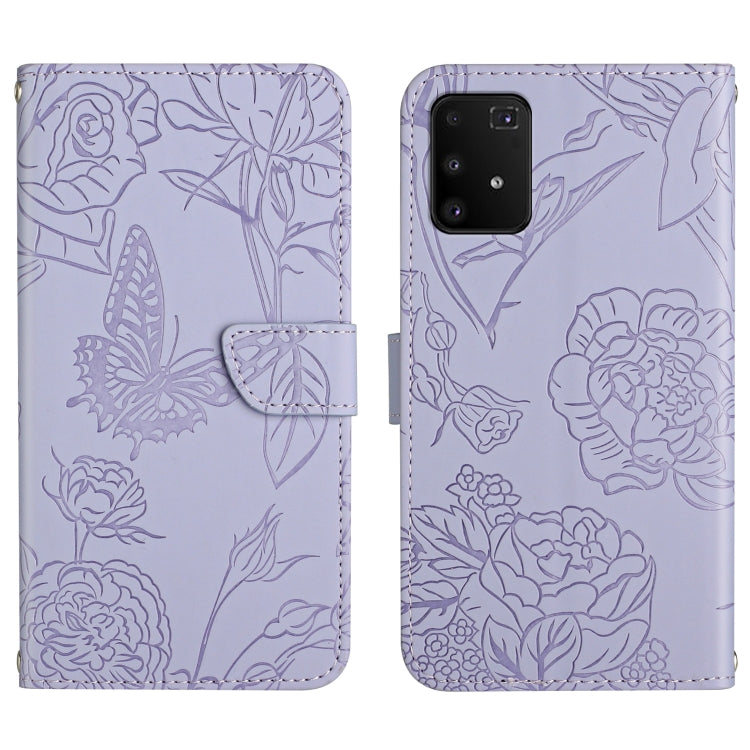 Custodia per cellulare in pelle goffrata con peonia a farfalla, For Samsung Galaxy A82, For Samsung Galaxy A91, For Samsung Galaxy F52 5G, For Samsung Galaxy F62 / M62